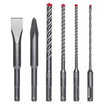 6pc SDS-Plus Rebar Demon™ 4-Cutter Full Carbide Head Hammer Drill Bit & Chisel S